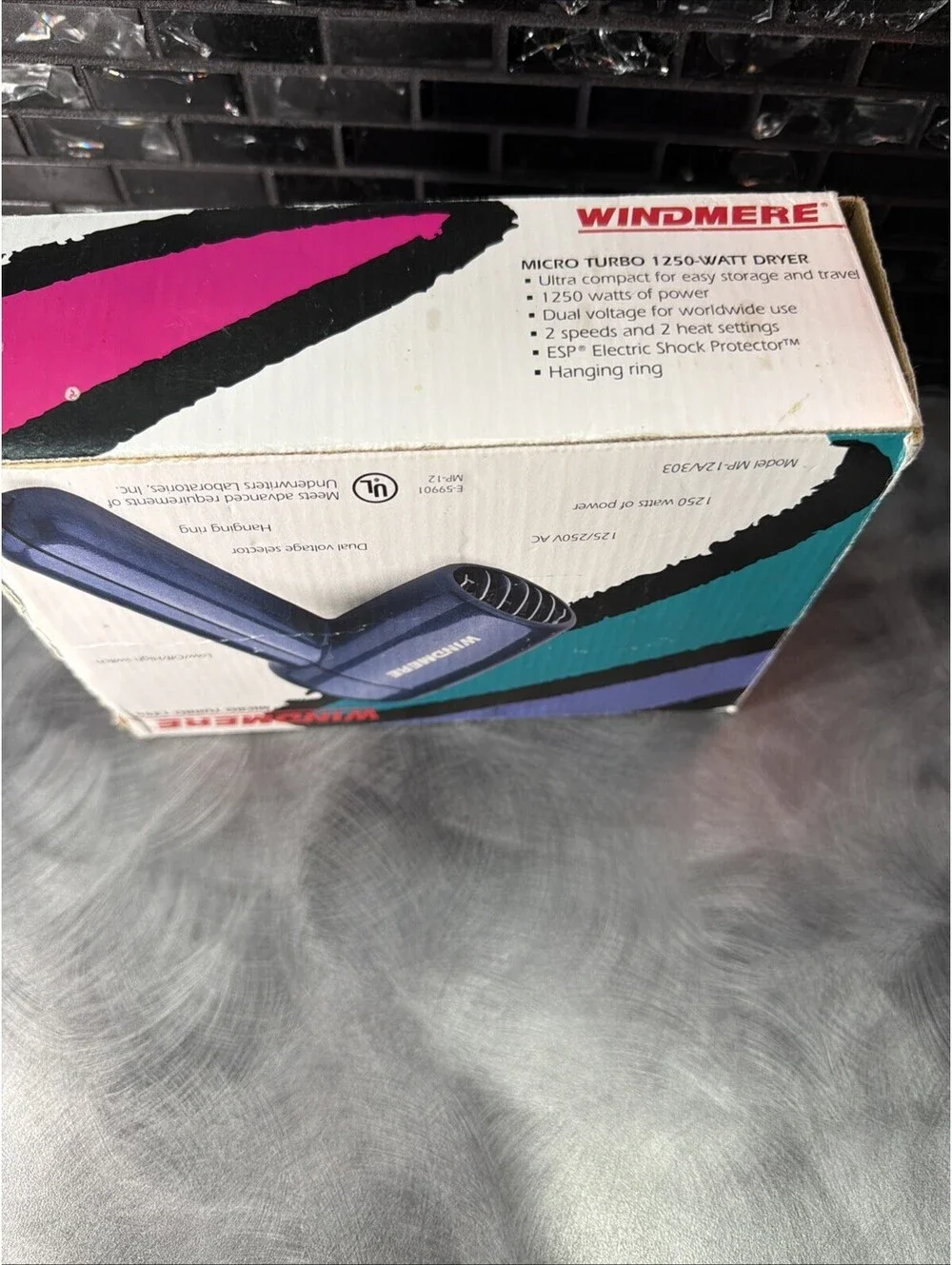 Vintage Windmere Micro Turbo 1250 Travel Hair Dryer MP-12A/303 Dual Voltage NWB